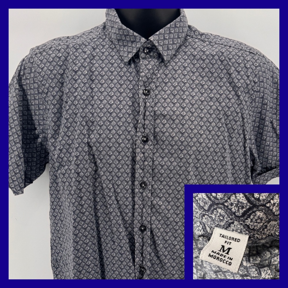 Robert Graham Modern Americana Tailored Fit Short Sleeve Button‎ Up Shirt Mens M